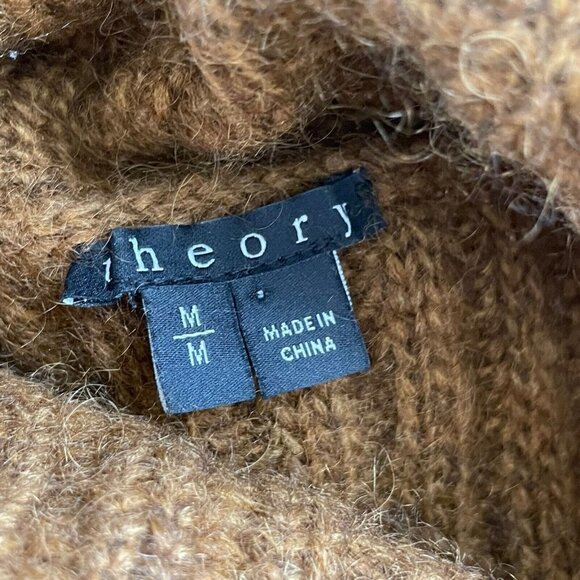 Theory Womens Brown Beylor T Caresse Sweater M Mohair Wool Turtleneck Minimalist - Picture 7 of 8